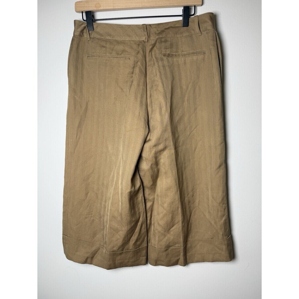 Banana Republic Capri Cropped Silk & Linen Contoured Fit Pants - Brown - Size 8 - Picture 6 of 16